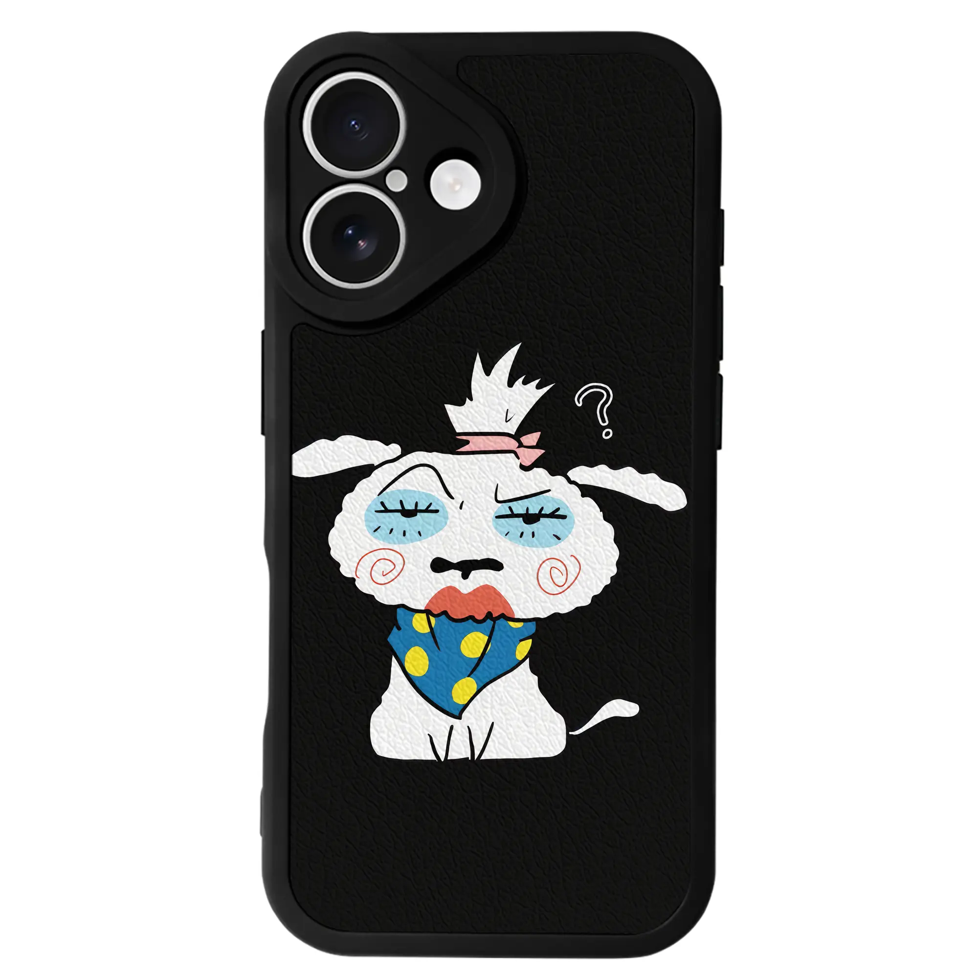 クレヨンしんちゃん グッズ シロ - IPhone 16シリーズ対応 ・ シリコンスマホケース ・ レザー調 ・ 高精度フィット ・ 耐衝撃 ・ ワイヤレス充電対応 ・ 精密カット